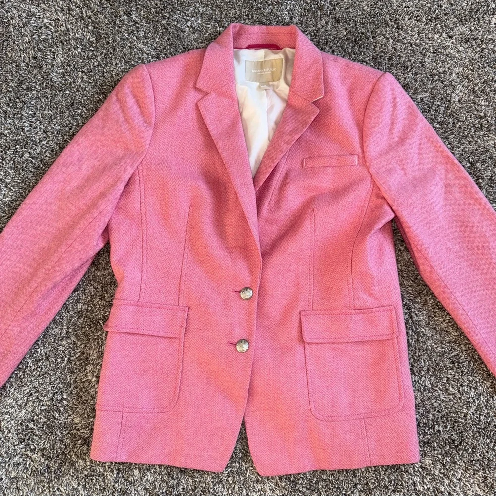 Banana Republic Women's Pink Wool Blend Jacket Blazer Size 14 - Picture 3 of 8